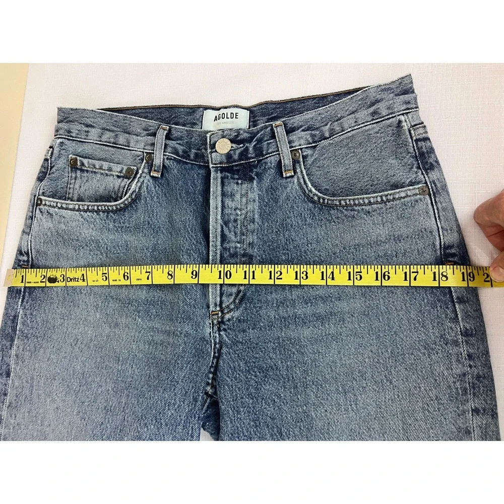 AGOLDE Denim Shorts Womens 28 Blue Excellent Raw Hem Button Fly High Rise